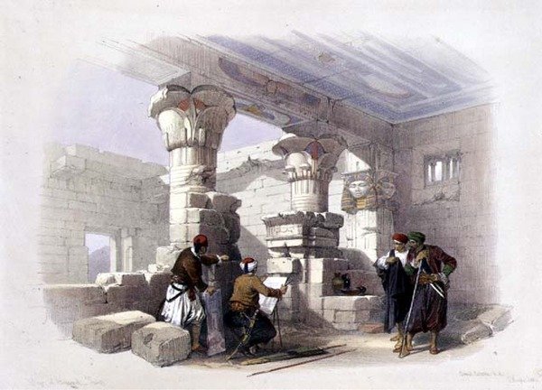 Deir Al-Madinah, Theeba, kirjasta "Egypti ja Nubia", osa 1 (litografia). tekijältä David Roberts