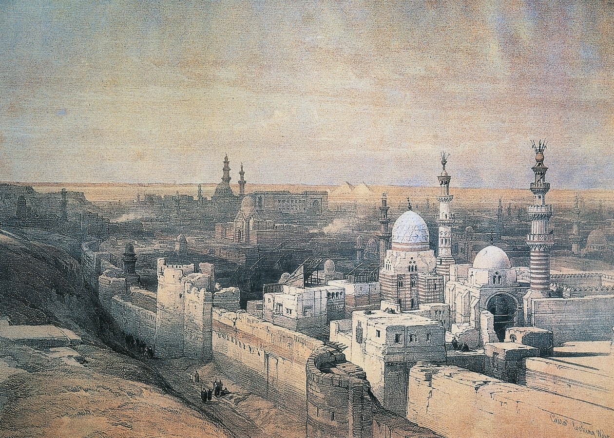 Egypti, Kairo, litografia vuodelta 1839 tekijältä David Roberts