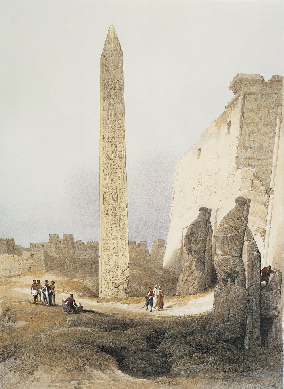 Egypti, Obeliski temppelissä Luxorissa, kaiverrus David Roberts tekijältä David Roberts