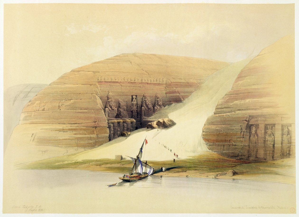 Kaivettu Abu Simbelin temppeli, Nubia, Egypti, c1845 tekijältä David Roberts