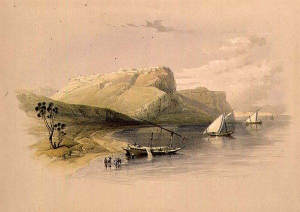 Ibrimin linnoitus, Nubia, elokuvasta "Egypt and Nubia", Vol.1 (litho) tekijältä David Roberts
