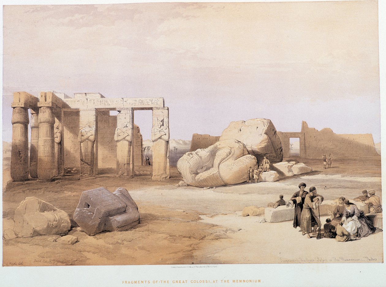 Fragmentteja suuresta kolossista, Memnoniumissa, "Pyhässä maassa", Lontoo 1849 tekijältä David Roberts