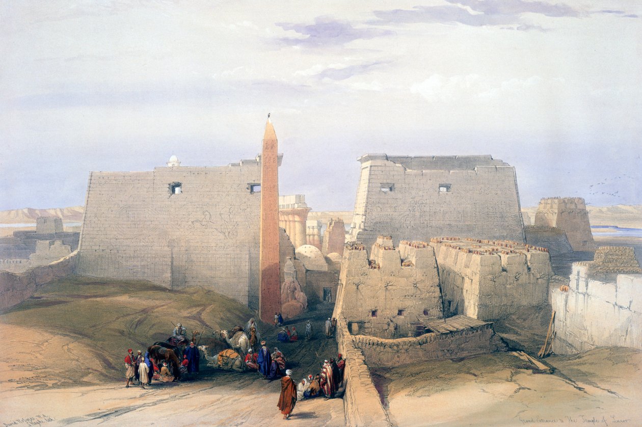 Suuri sisäänkäynti Luxorin temppeliin, 1800-luku tekijältä David Roberts