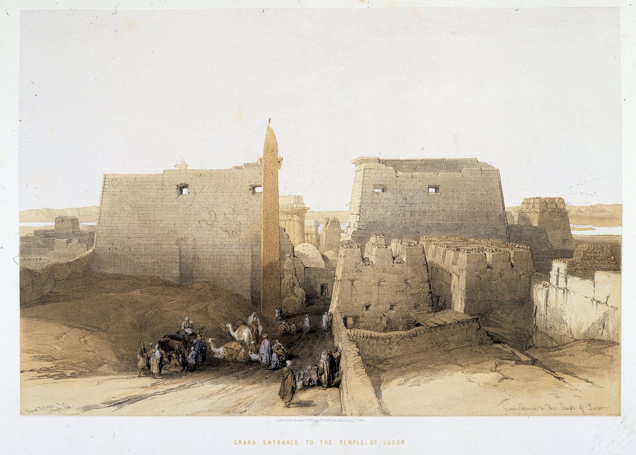 Suuri sisäänkäynti Luxorin temppeliin (Luxor) "Pyhässä maassa", Lontoo 1849 tekijältä David Roberts