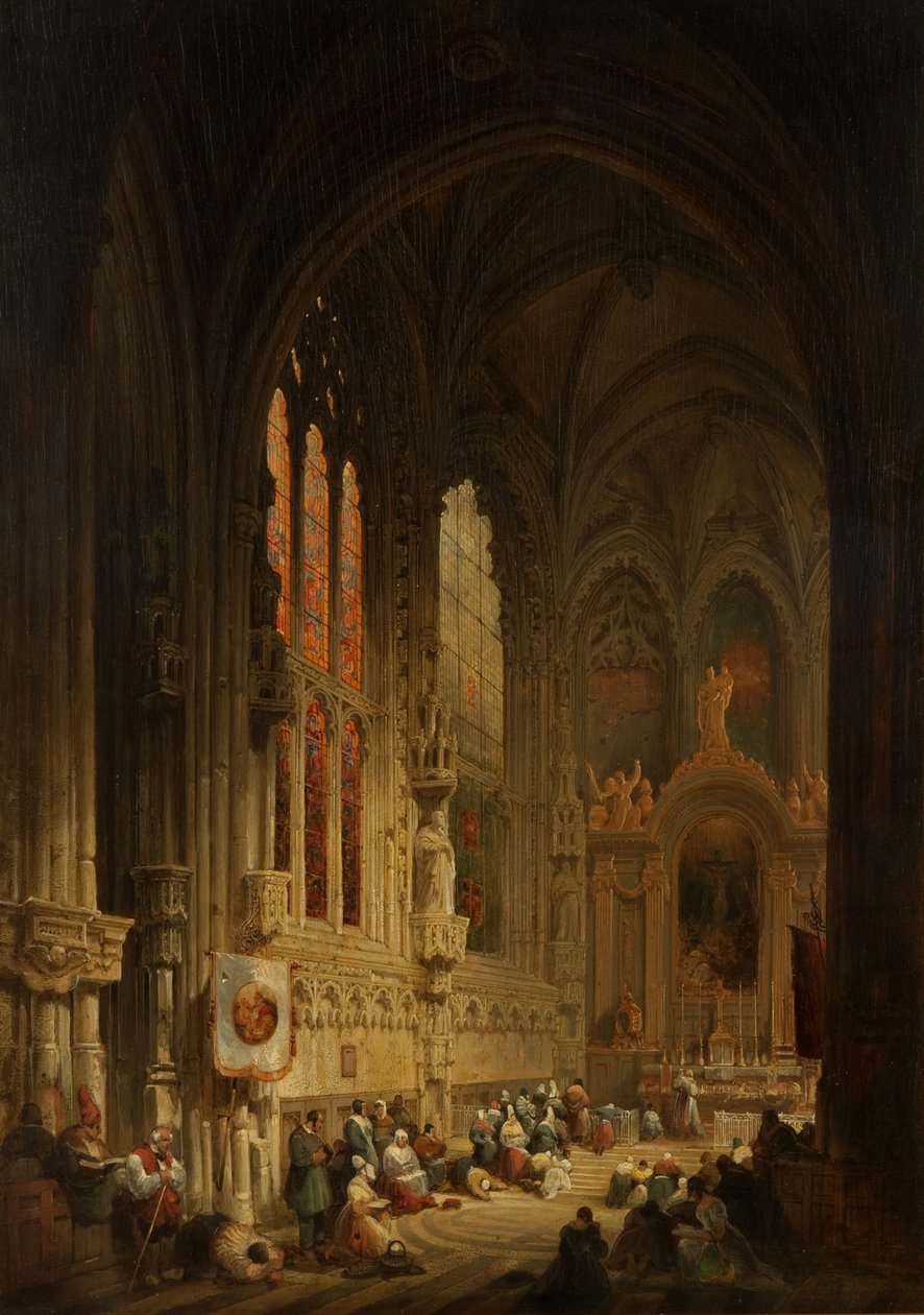 Katedraalin sisustus, 1822 tai 1829 tekijältä David Roberts
