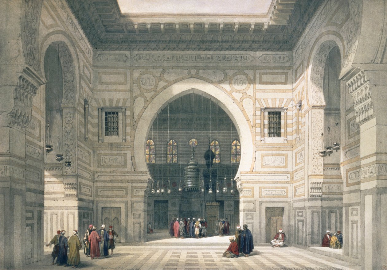 Sulttaani Hassanin moskeijan sisustus, Kairo, Egypti, 1800-luku tekijältä David Roberts