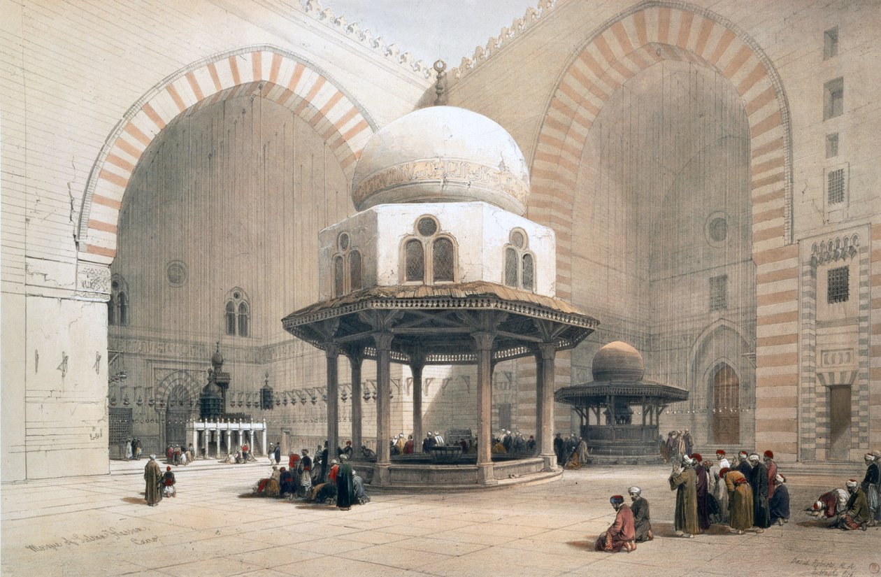 Sulttaani al-Ghurin moskeijan sisustus, Kairo, Egypti, 1800-luku tekijältä David Roberts