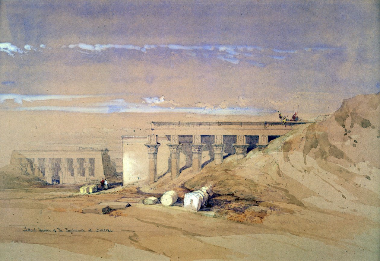 Sivunäkymä temppelistä nimeltä Typhonaeum Denderassa, Egyptissä, 1800-luku tekijältä David Roberts