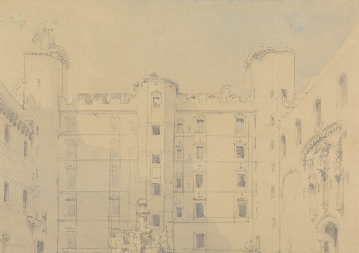 Linlithgowin palatsin sisäpiha, West Lothian tekijältä David Roberts