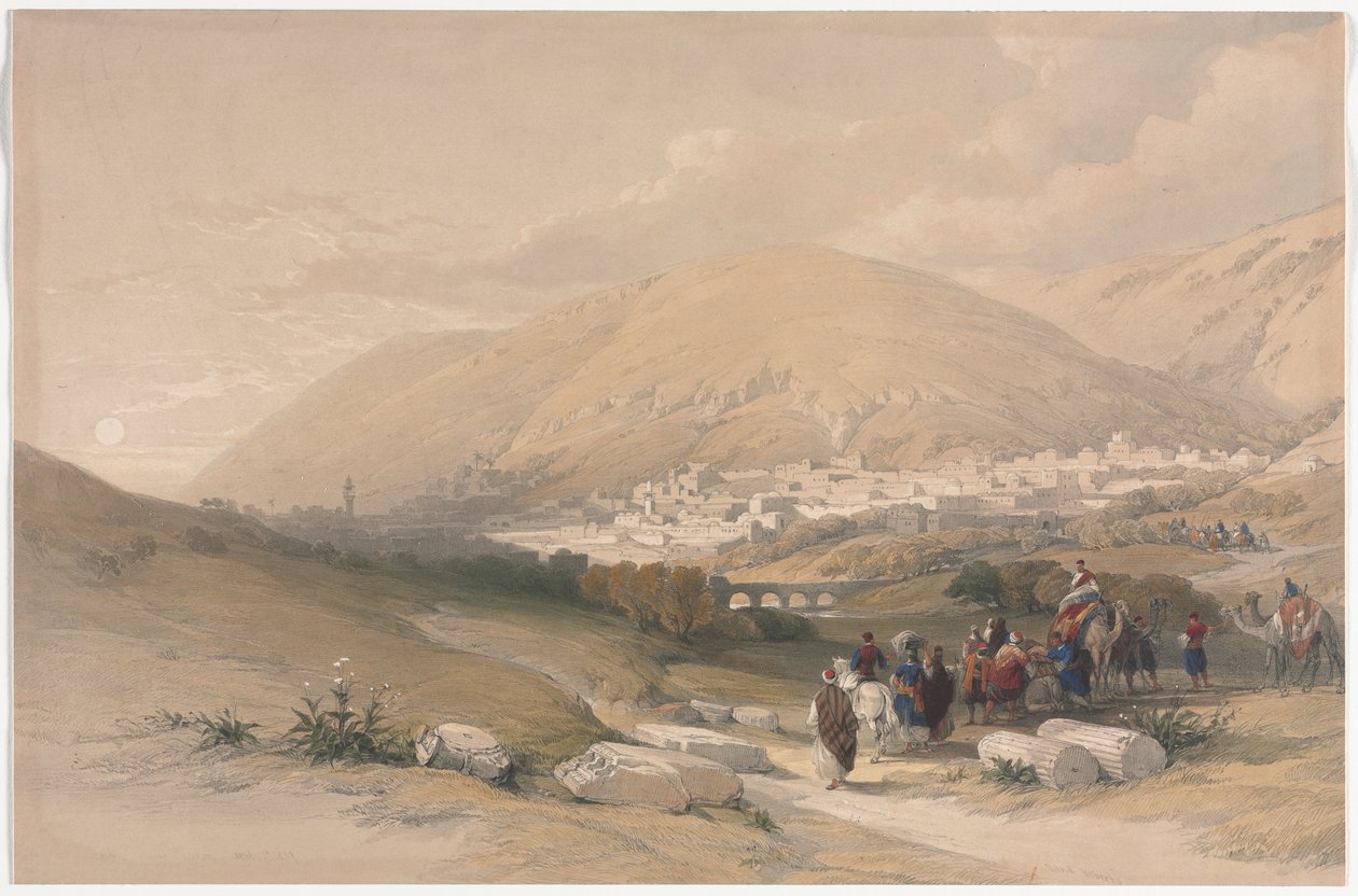 Nablus muinainen Shechem, 1839. tekijältä David Roberts