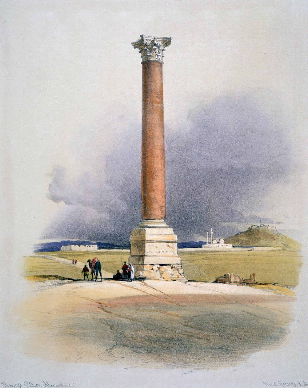 Pompeuksen pilari, Aleksandria, 1800-luku tekijältä David Roberts