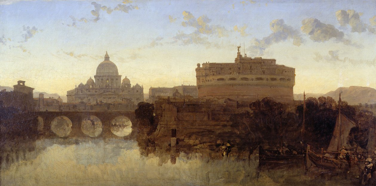 Rooma, Pietari ja Castel St. Angelo (öljy kankaalle) tekijältä David Roberts