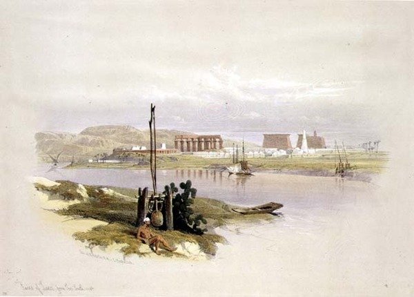 Luxorin rauniot lounaasta, Egyptistä ja Nubiasta, Vol.1 (väri litho) tekijältä David Roberts