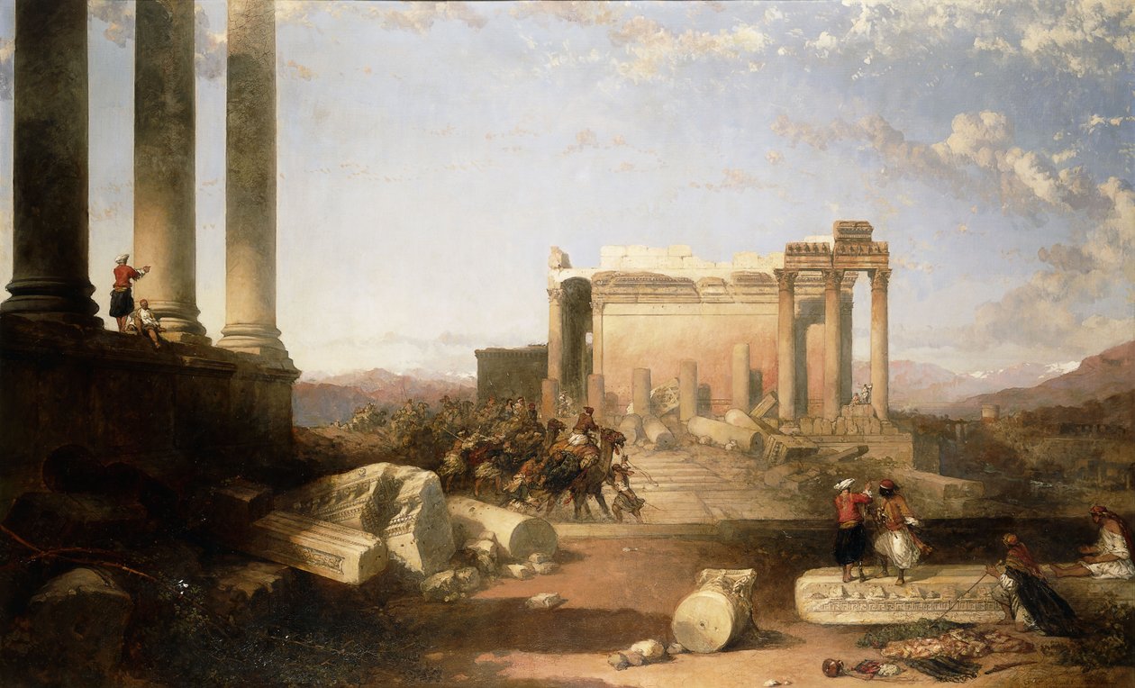 Auringon temppelin rauniot Baalbecissa, 1861 tekijältä David Roberts