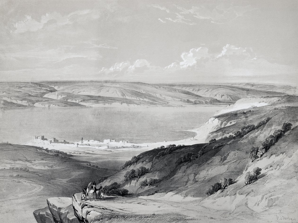 Galileanmeri, matkasta Pyhään maahan, David Robertsin litografia (1796-1864) tekijältä David Roberts