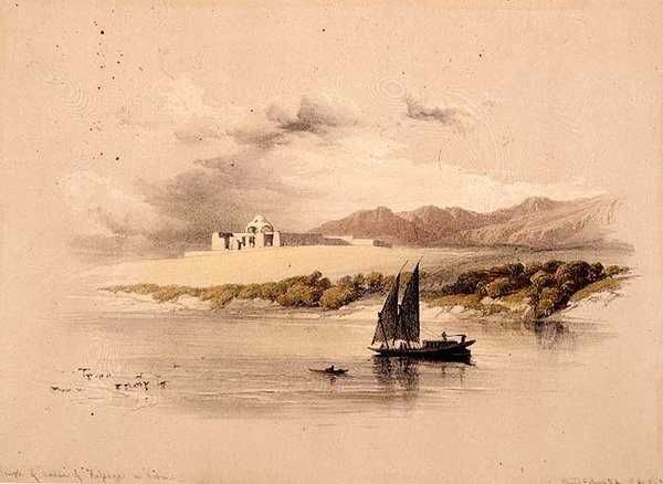 Halsayan Amddan temppeli Nubiassa, "Egypti ja Nubia", Vol.1 (litho) tekijältä David Roberts
