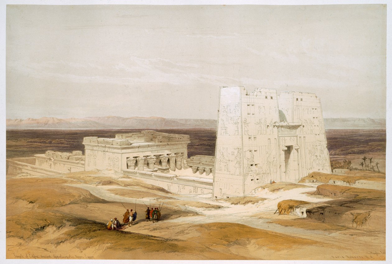 Edfun temppeli, muinainen Apollinopolis, Ylä-Egypti, 1800-luku tekijältä David Roberts