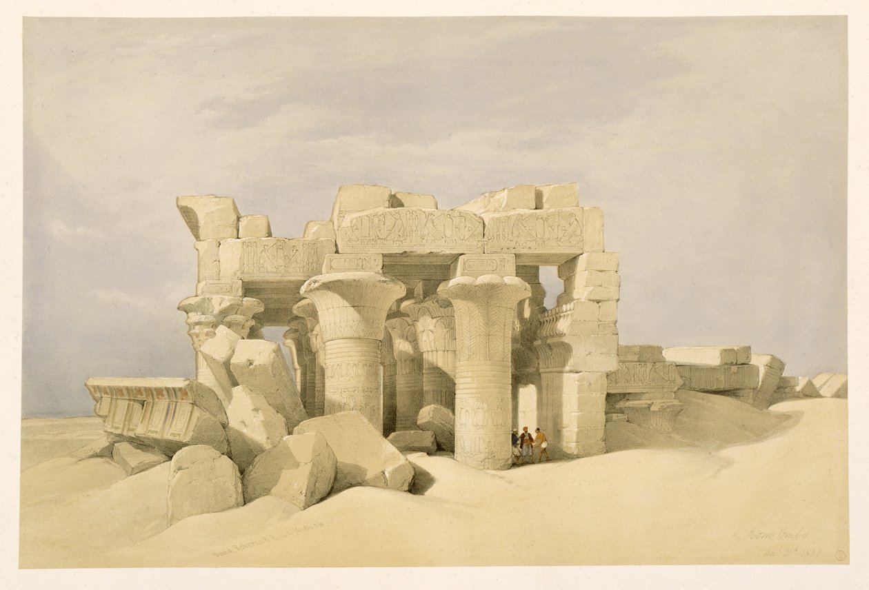 Sobekin ja Haroerisin temppeli Kom Ombossa, kirjasta "Egypti and Nubia", osa 2. tekijältä David Roberts