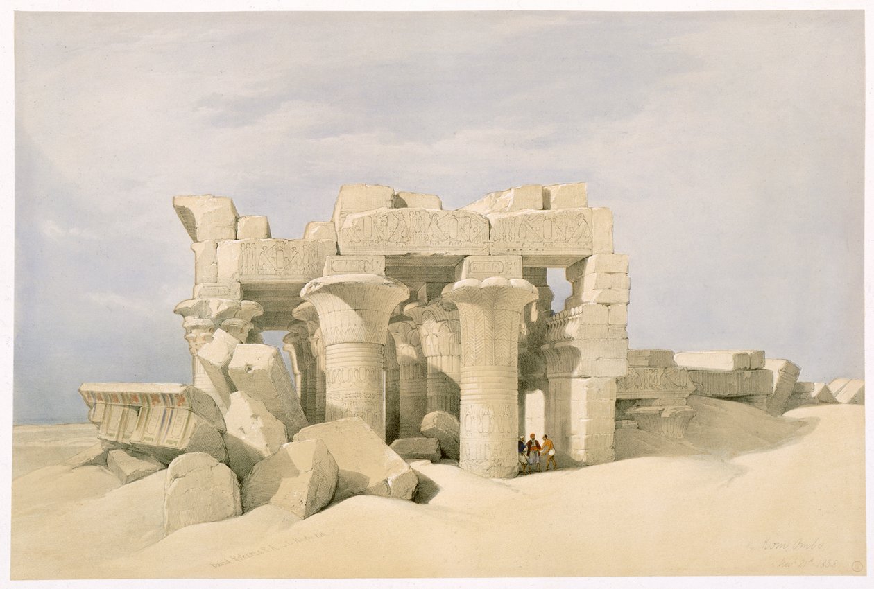 Sobekin ja Horussin temppeli Kom Ombossa, Egyptissä, 1800-luku tekijältä David Roberts