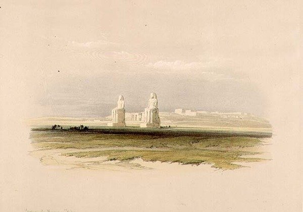 Memnonin kolossit, "Egypti ja Nubia", Vol.1 (litho) tekijältä David Roberts