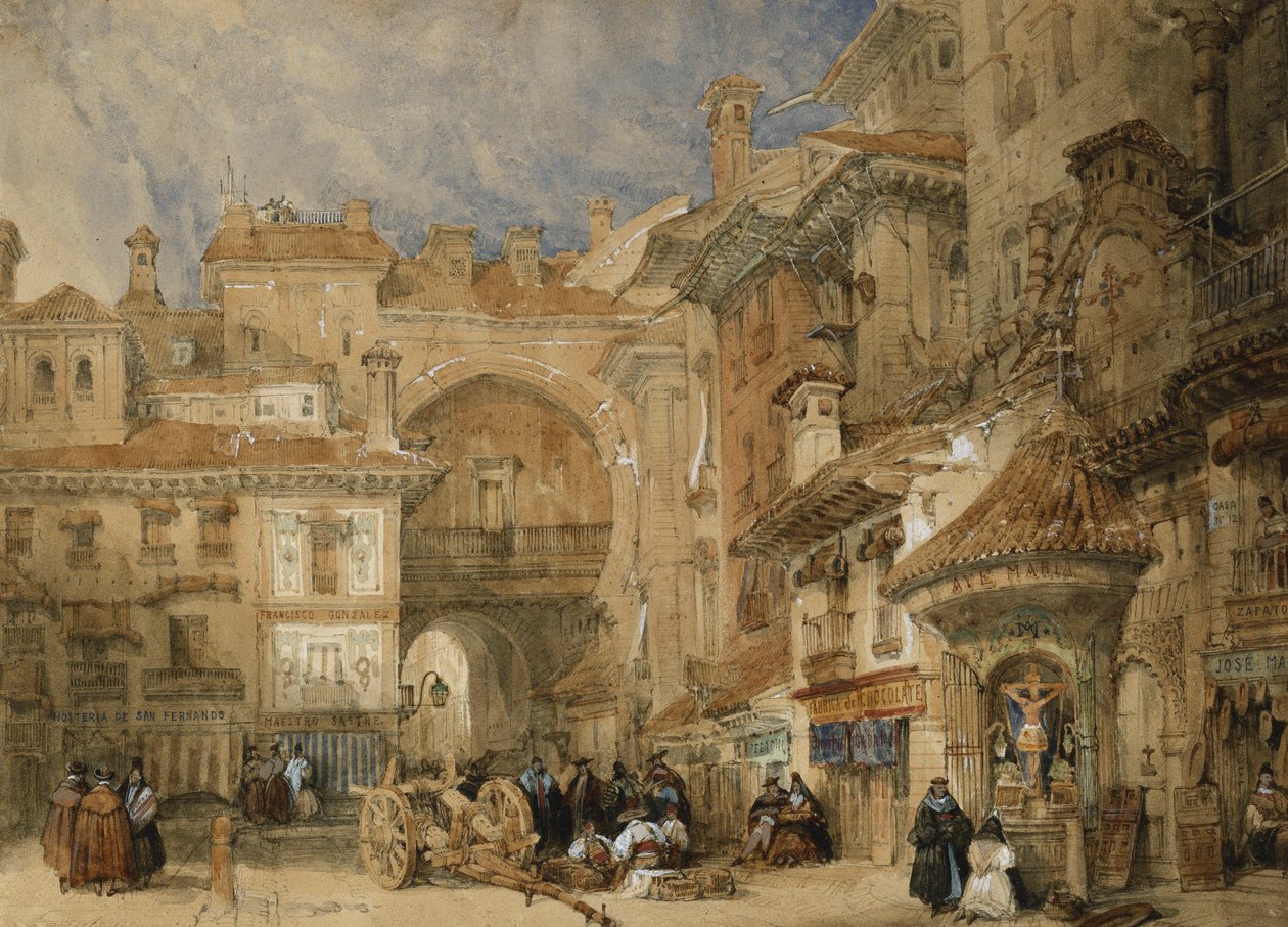 Viva Rambla -portti, Granada, 1834 tekijältä David Roberts
