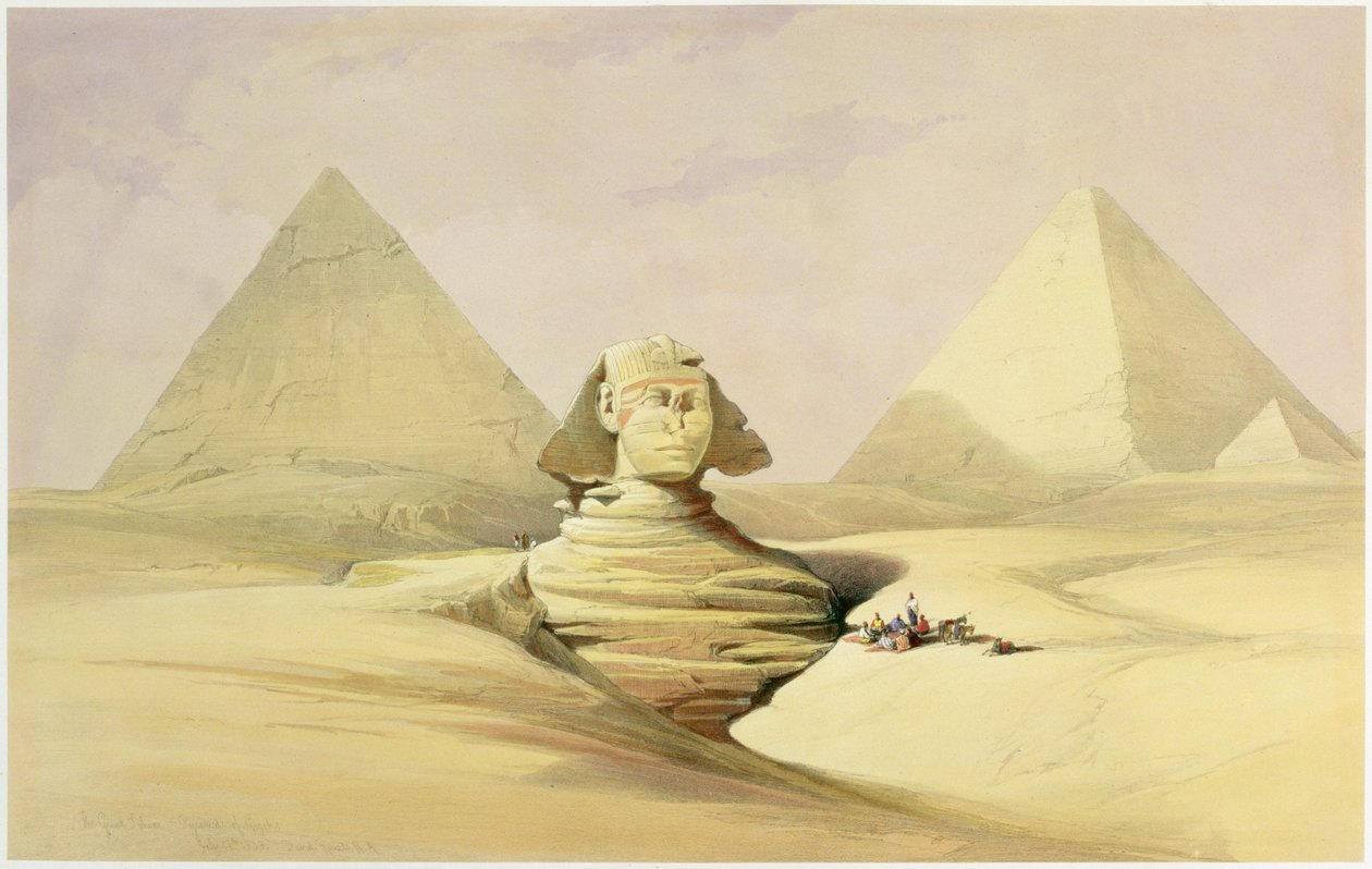"Suuri sfinksi ja Gizan pyramidit", Egypti, c1845 tekijältä David Roberts