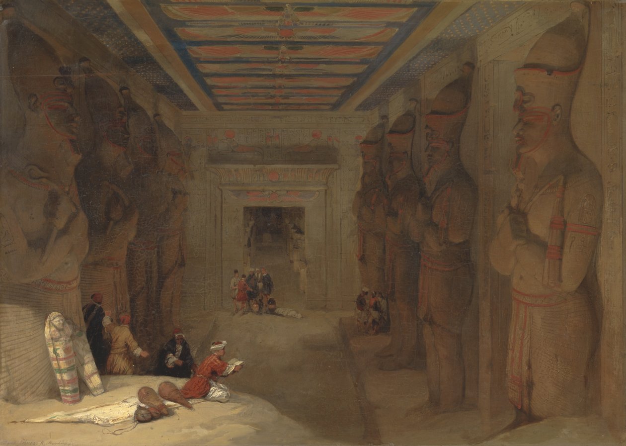 Abu Simbelin suuren temppelin hypostyylisali, Egypti tekijältä David Roberts