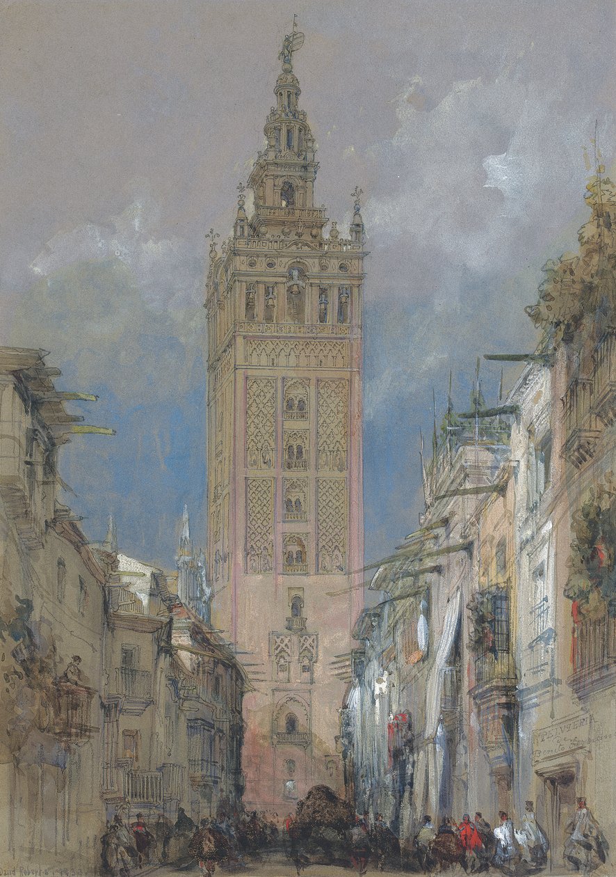 Sevillan maurien torni, nimeltään Giralda, Espanja tekijältä David Roberts