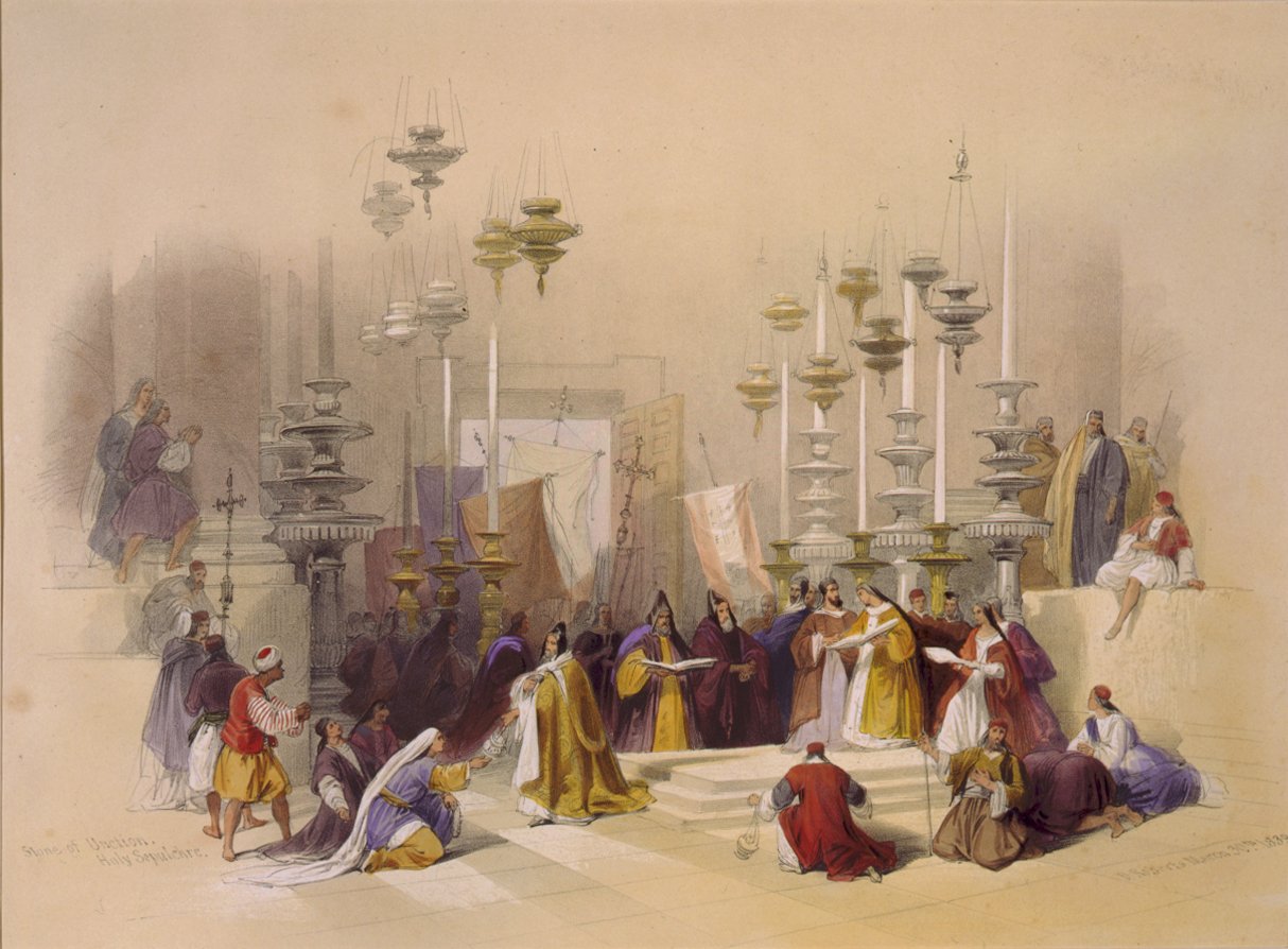 Unction Stone Pyhällä haudalla, Jerusalemissa tekijältä David Roberts