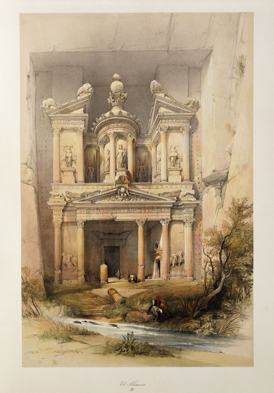 Treasury - El Khasne, "Pyhä maa" -sarjasta, 1842-1849 tekijältä David Roberts