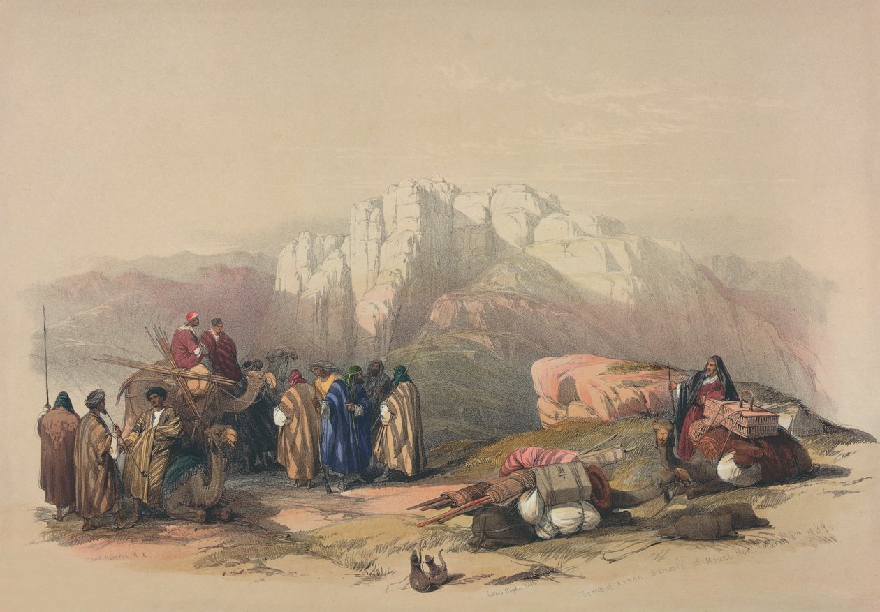 Aaronin hauta teoksesta "Pyhä maa", kaiverrus Louis Haghe (1806-85) tekijältä David Roberts