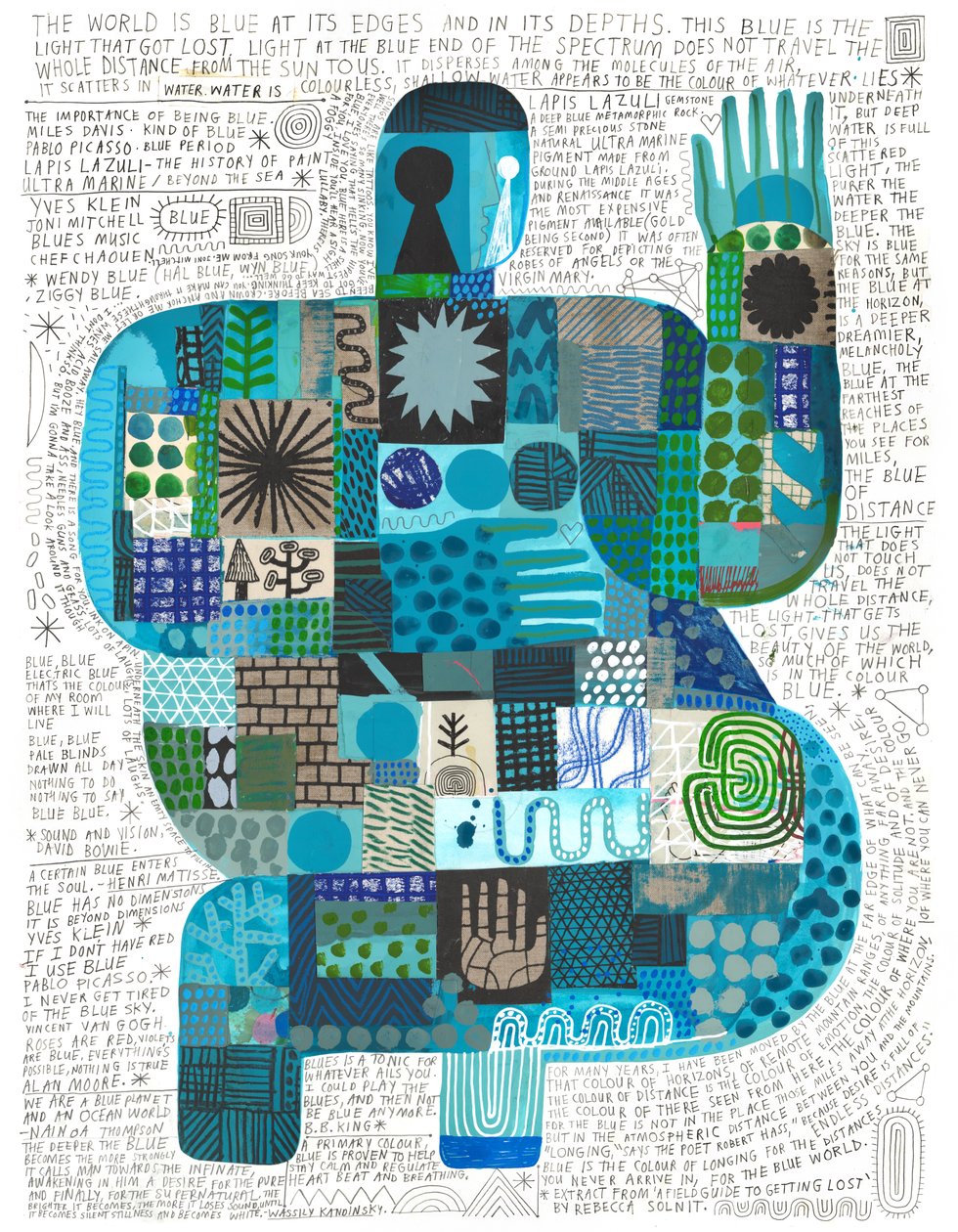 Blue At Its Edges, 2023 (akryyli ja lyijykynä paperille) tekijältä David Shillinglaw