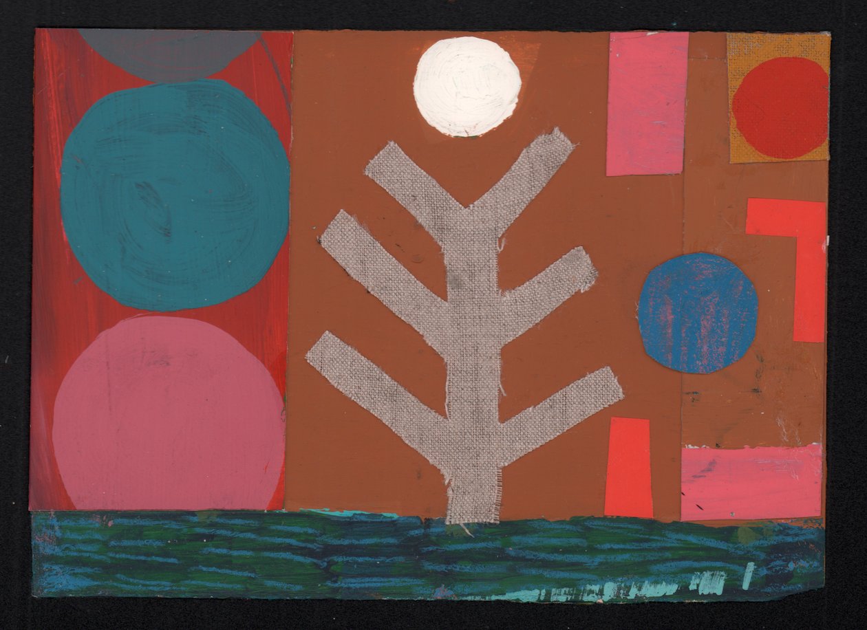 Full Moon Sinappi, 2023 (maali ja kollaasi) tekijältä David Shillinglaw