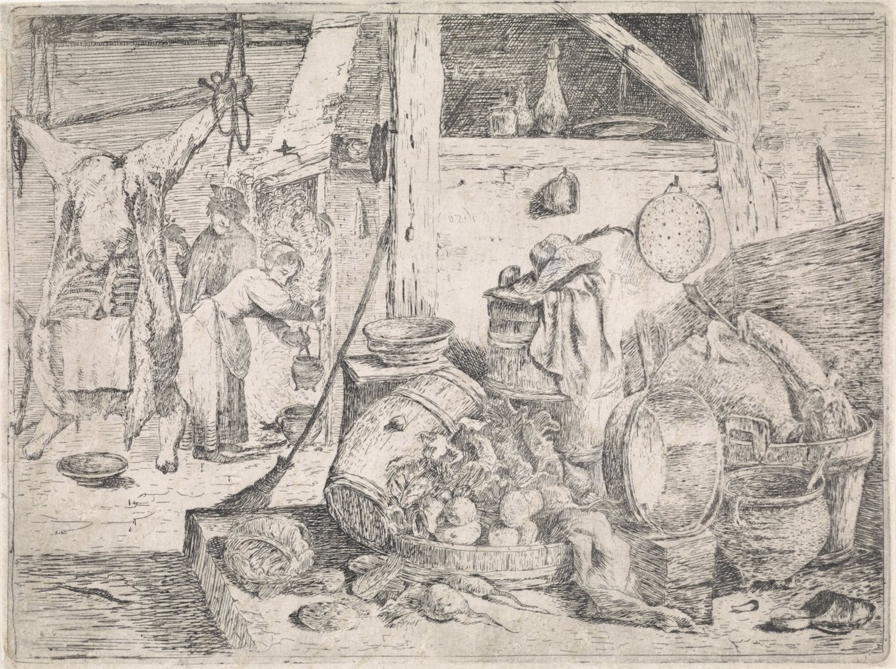keittiön sisustus tekijältä David Teniers (II) (attributed to)