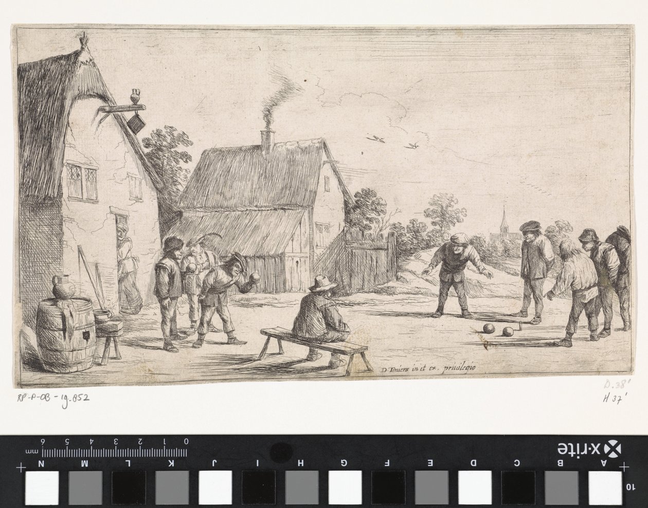 Maanviljelijät pelaavat petankkia Ulkoilma-genrekohtaukset (sarjan nimi) tekijältä David Teniers (II)