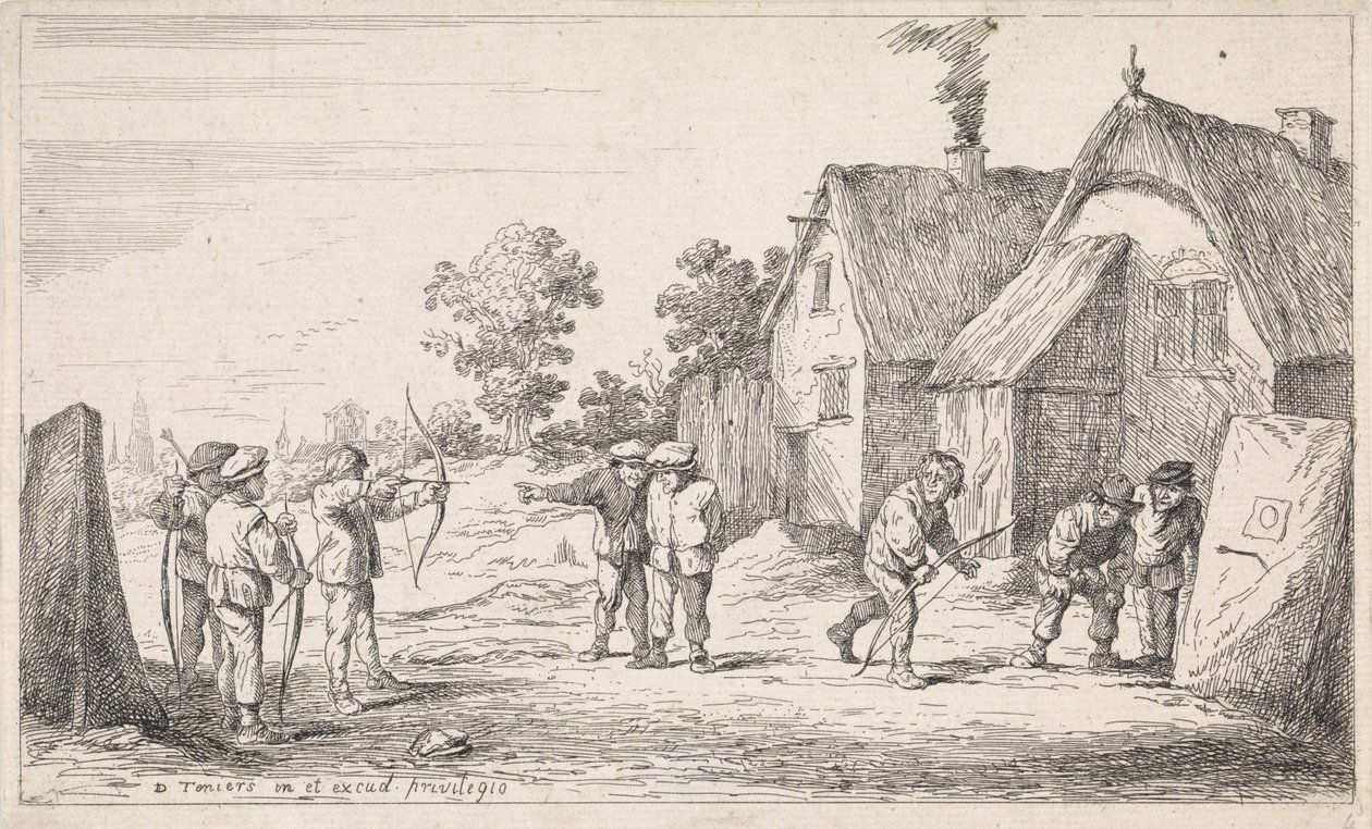 jousimiehet Ulkoilma-genrekohtaukset (sarjan nimi) tekijältä David Teniers (II)