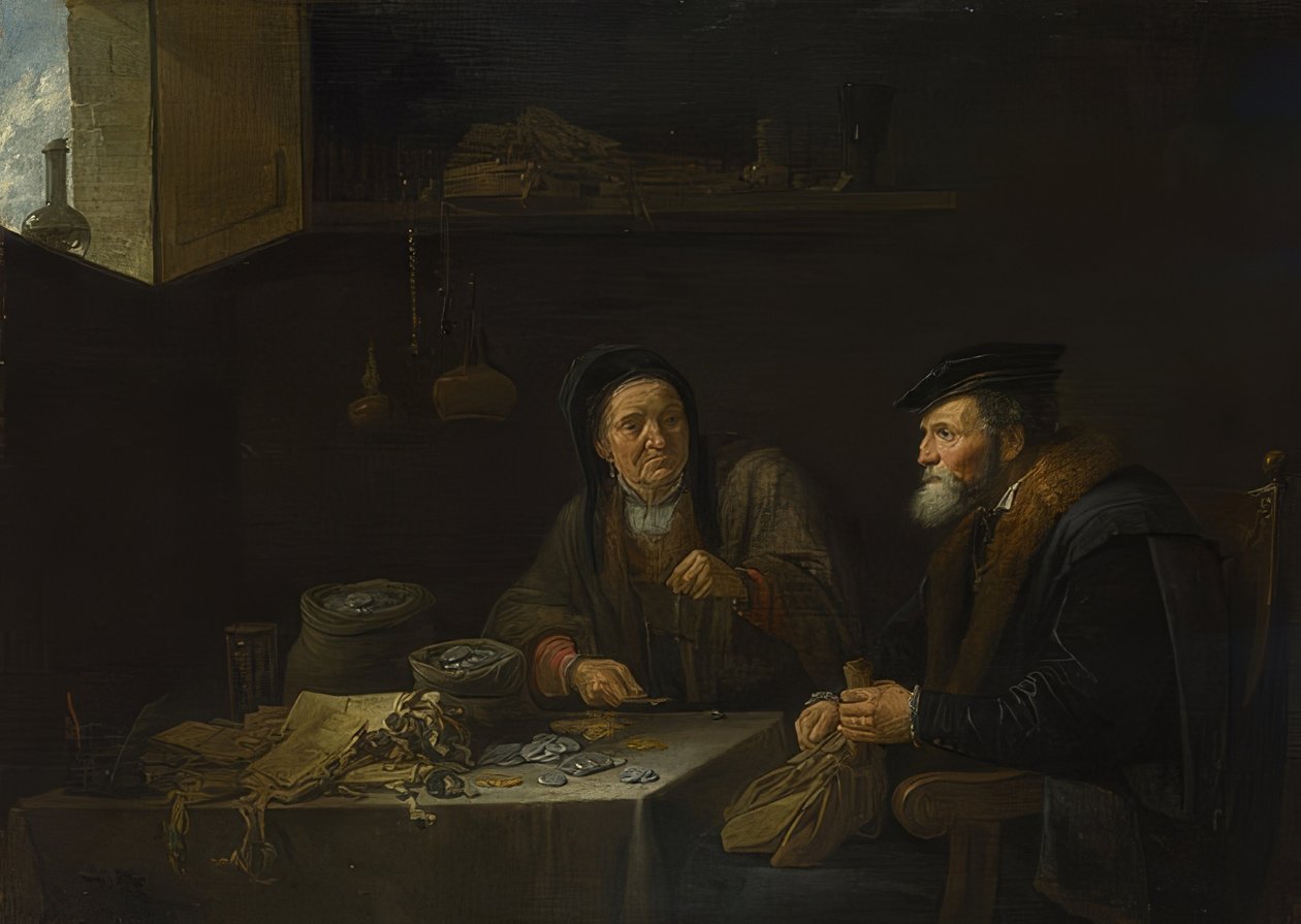 Vertaus rikkaasta viljanviljelijästä. Noin 1648 tekijältä David Teniers the Elder