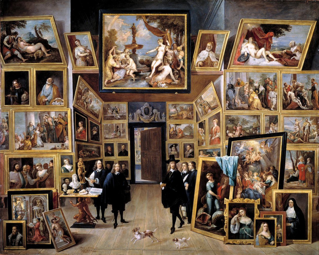 Arkkiherttua Leopold Wilhelm galleriassaan Brysselissä, 1647-1651 tekijältä David Teniers the Younger