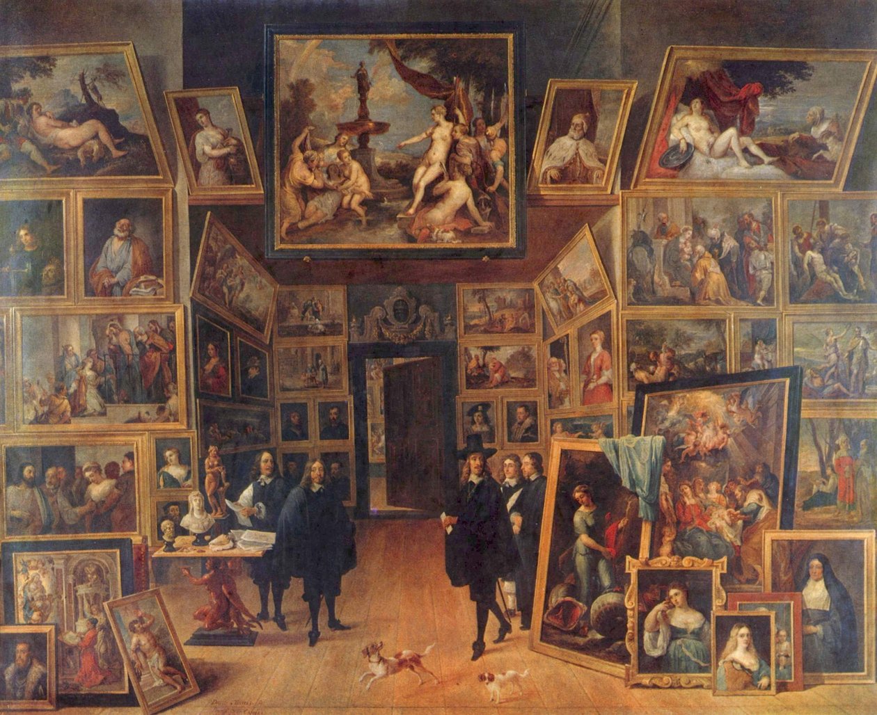 Habsburgin arkkiherttua Leopold Wilhelm (1614-1662) taidegalleriassaan Brysselissä. tekijältä David Teniers the Younger