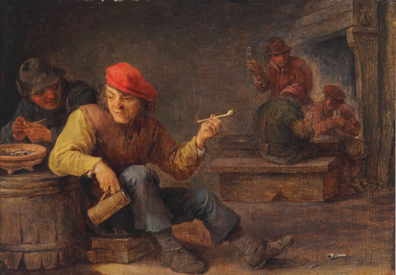 Boors juominen ja tupakointi majatalossa tekijältä David Teniers the Younger
