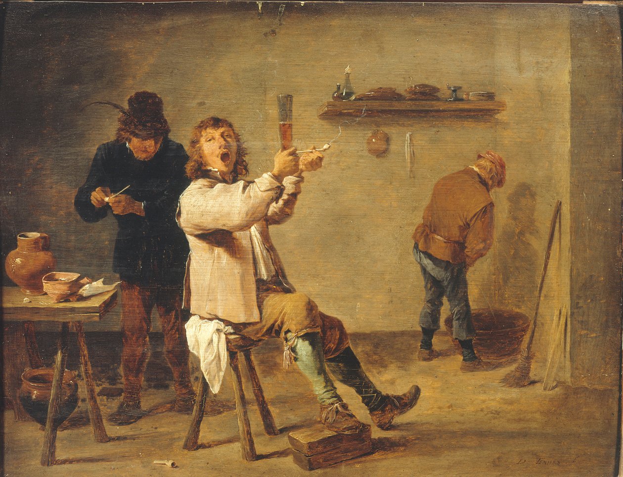 Ranskalainen:  La Chanson à boire Talonpojat juomassa kapakassa. tekijältä David Teniers the Younger