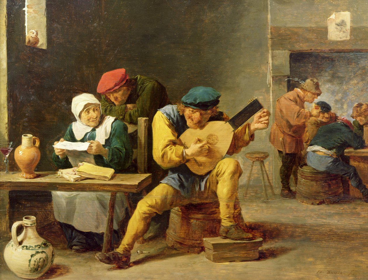 Talonpojat Musiikkia majatalossa, n. 1635 (öljy tammella) tekijältä David Teniers the Younger