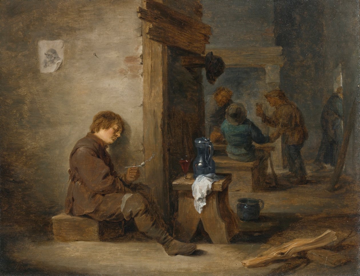 Talonpojat tupakoivat ja juovat tekijältä David Teniers the Younger