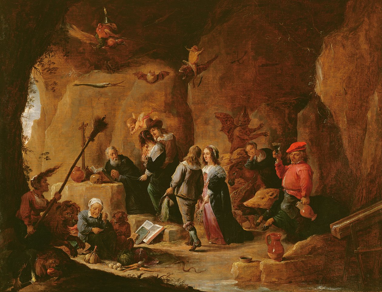 Pyhän Antoniuksen kiusaus (öljy) tekijältä David Teniers the Younger