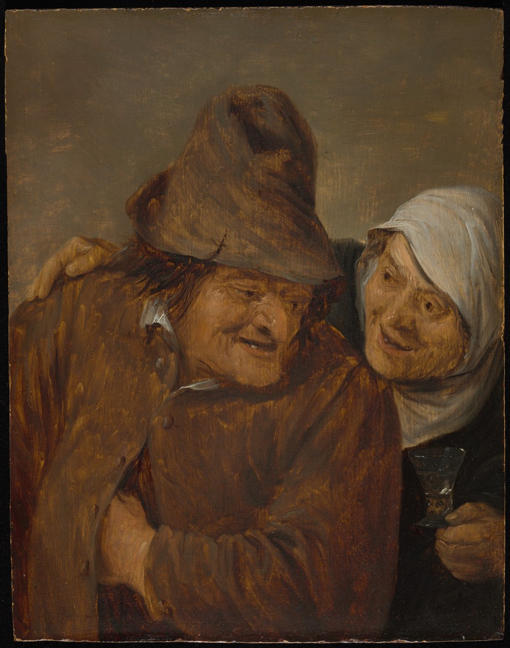Kaksi talonpoikaa viinilasillisen kanssa tekijältä David Teniers the Younger