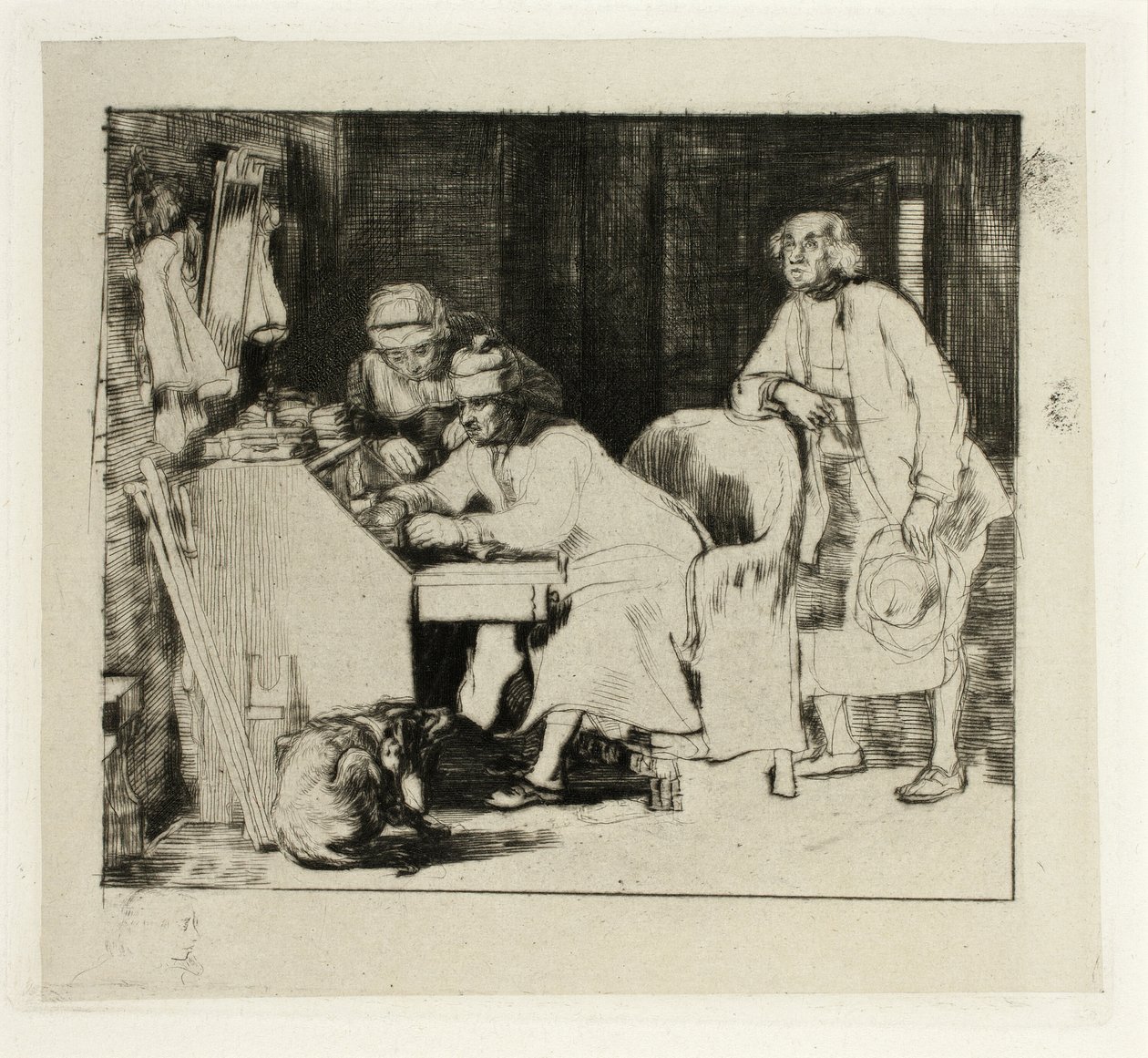 Herrasmies pöytänsä ääressä tekijältä David Wilkie