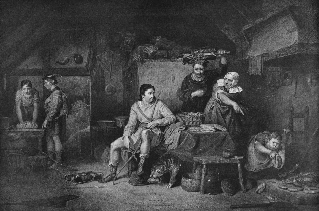 Kuningas Alfred Neatherd Cottagessa, 1806, 1912 tekijältä David Wilkie