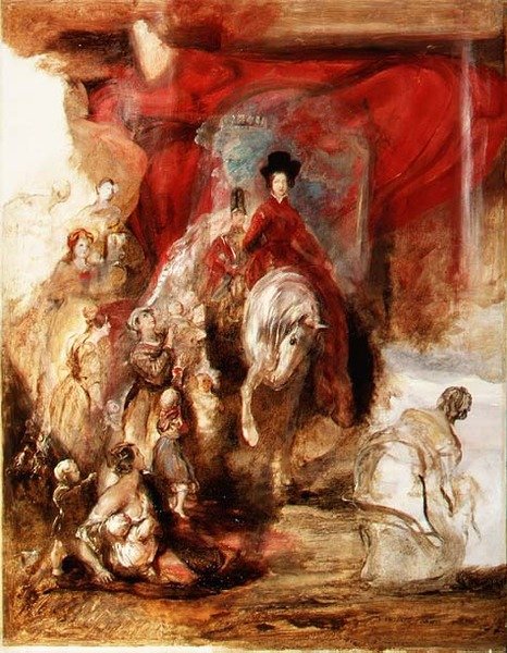 Kuningatar Victoria hevosen selässä tekijältä David Wilkie