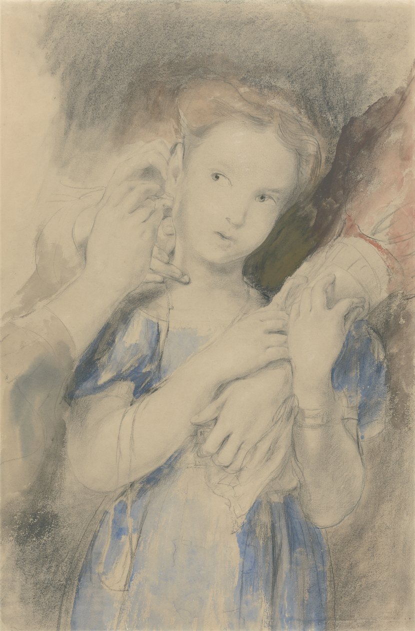 Tutkimus ensimmäiselle korvarenkaalle (wc, grafiitti ja liitu paperille) tekijältä David Wilkie
