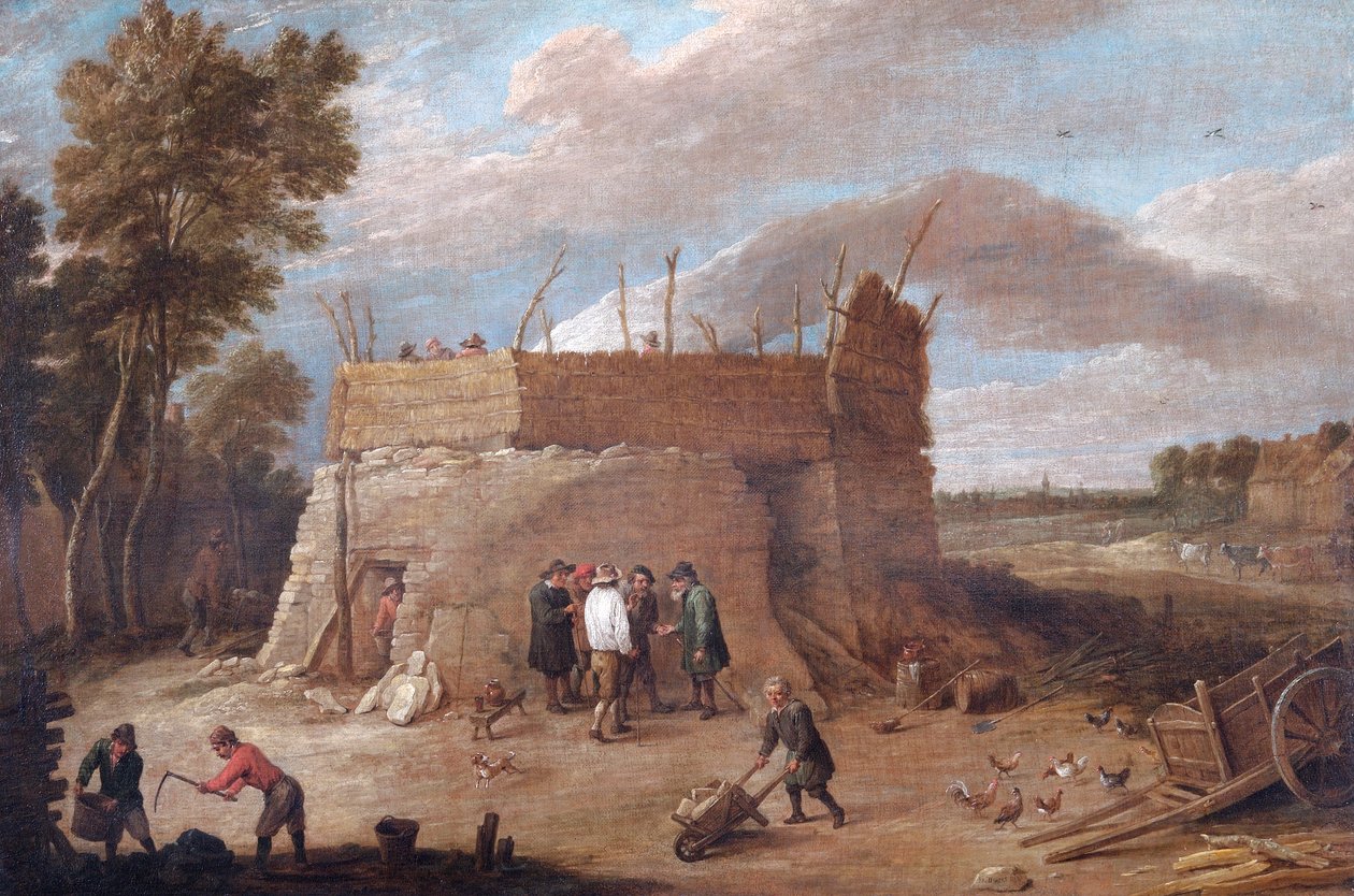 Kalkkiuuni figuureilla (öljy kankaalle) tekijältä David Teniers the Younger